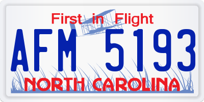 NC license plate AFM5193