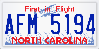 NC license plate AFM5194
