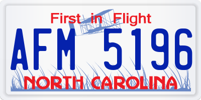 NC license plate AFM5196