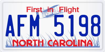 NC license plate AFM5198