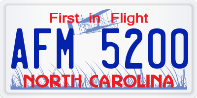 NC license plate AFM5200
