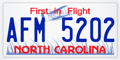 NC license plate AFM5202