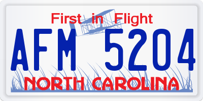 NC license plate AFM5204