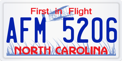 NC license plate AFM5206