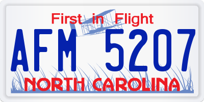 NC license plate AFM5207