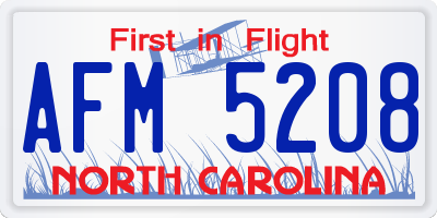 NC license plate AFM5208