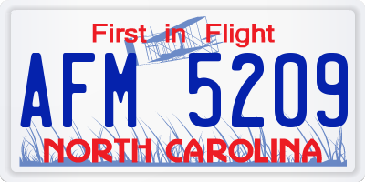 NC license plate AFM5209