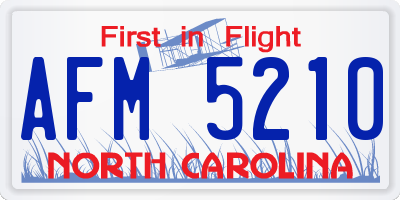 NC license plate AFM5210