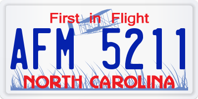 NC license plate AFM5211