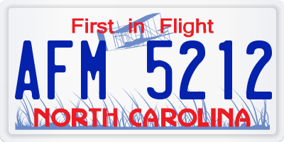 NC license plate AFM5212