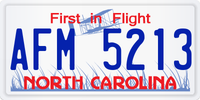 NC license plate AFM5213
