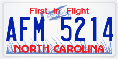 NC license plate AFM5214