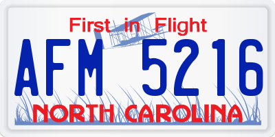 NC license plate AFM5216