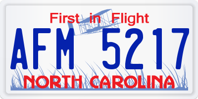 NC license plate AFM5217