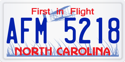 NC license plate AFM5218