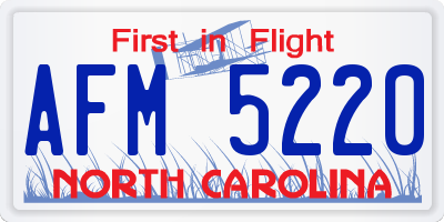 NC license plate AFM5220