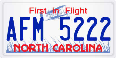 NC license plate AFM5222