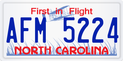 NC license plate AFM5224