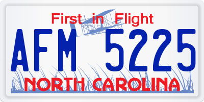NC license plate AFM5225