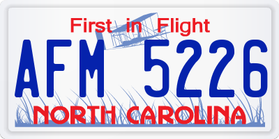 NC license plate AFM5226