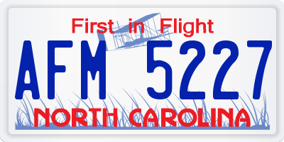 NC license plate AFM5227
