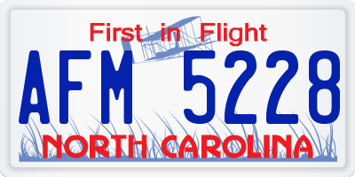 NC license plate AFM5228