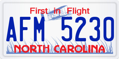 NC license plate AFM5230