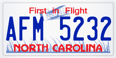 NC license plate AFM5232