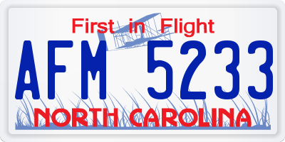 NC license plate AFM5233