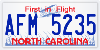 NC license plate AFM5235
