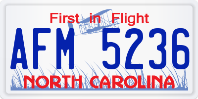 NC license plate AFM5236
