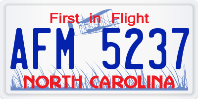 NC license plate AFM5237