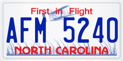 NC license plate AFM5240