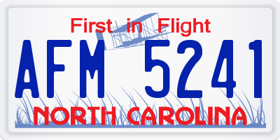 NC license plate AFM5241