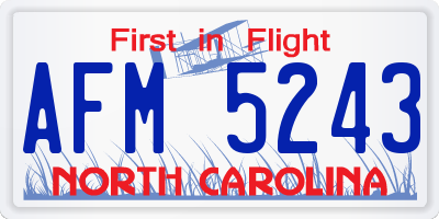 NC license plate AFM5243