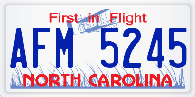NC license plate AFM5245