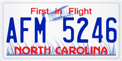 NC license plate AFM5246