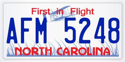 NC license plate AFM5248
