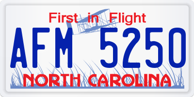 NC license plate AFM5250