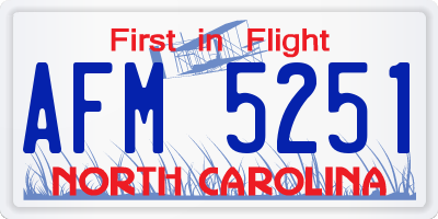 NC license plate AFM5251
