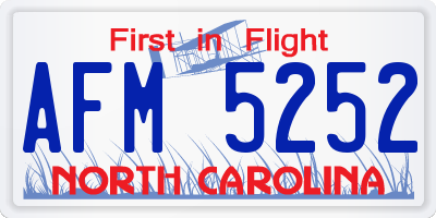 NC license plate AFM5252