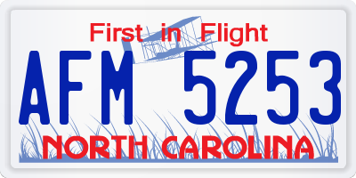 NC license plate AFM5253