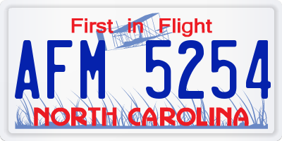 NC license plate AFM5254
