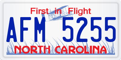 NC license plate AFM5255
