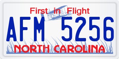 NC license plate AFM5256