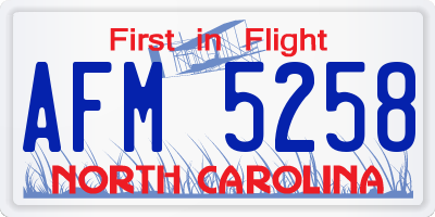NC license plate AFM5258