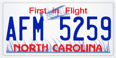 NC license plate AFM5259