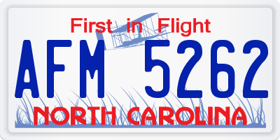 NC license plate AFM5262