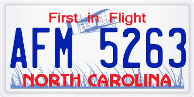 NC license plate AFM5263
