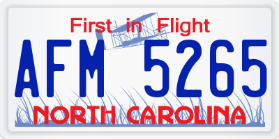 NC license plate AFM5265